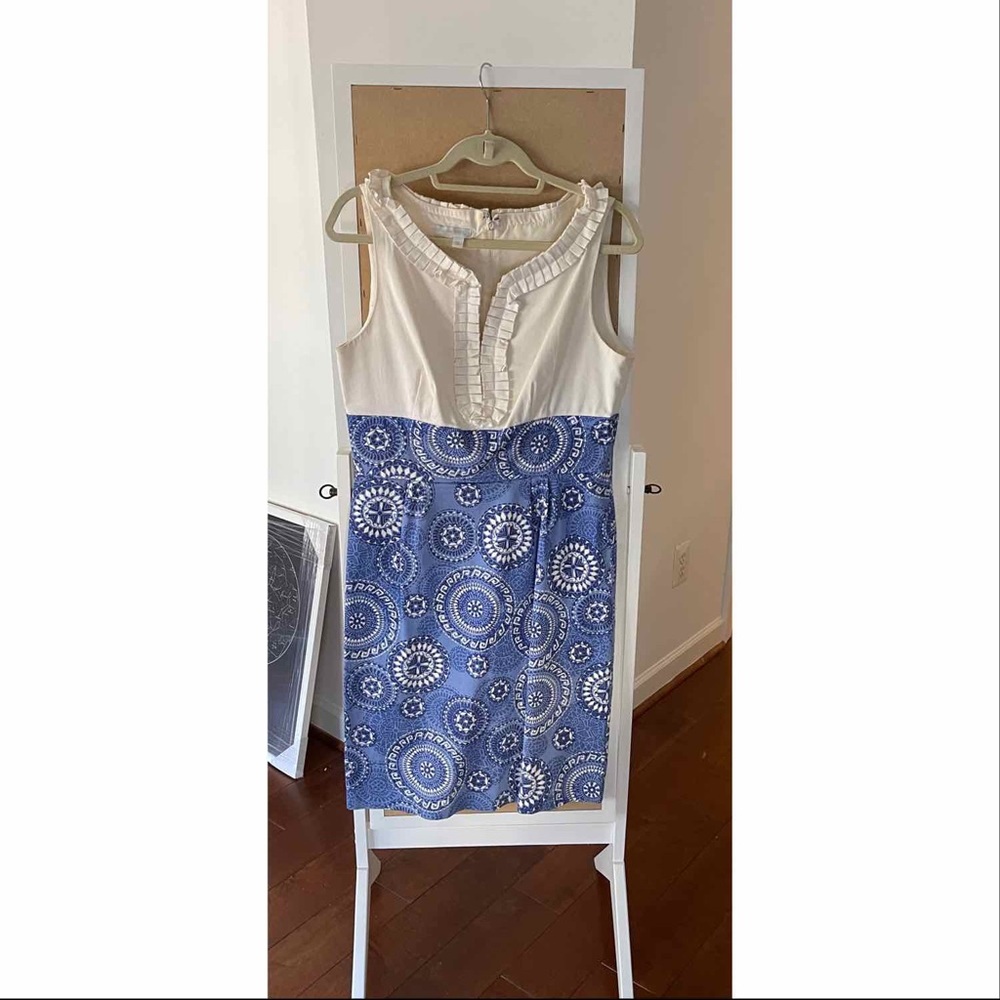 Maggy London London Times Blue White Work Dress 12